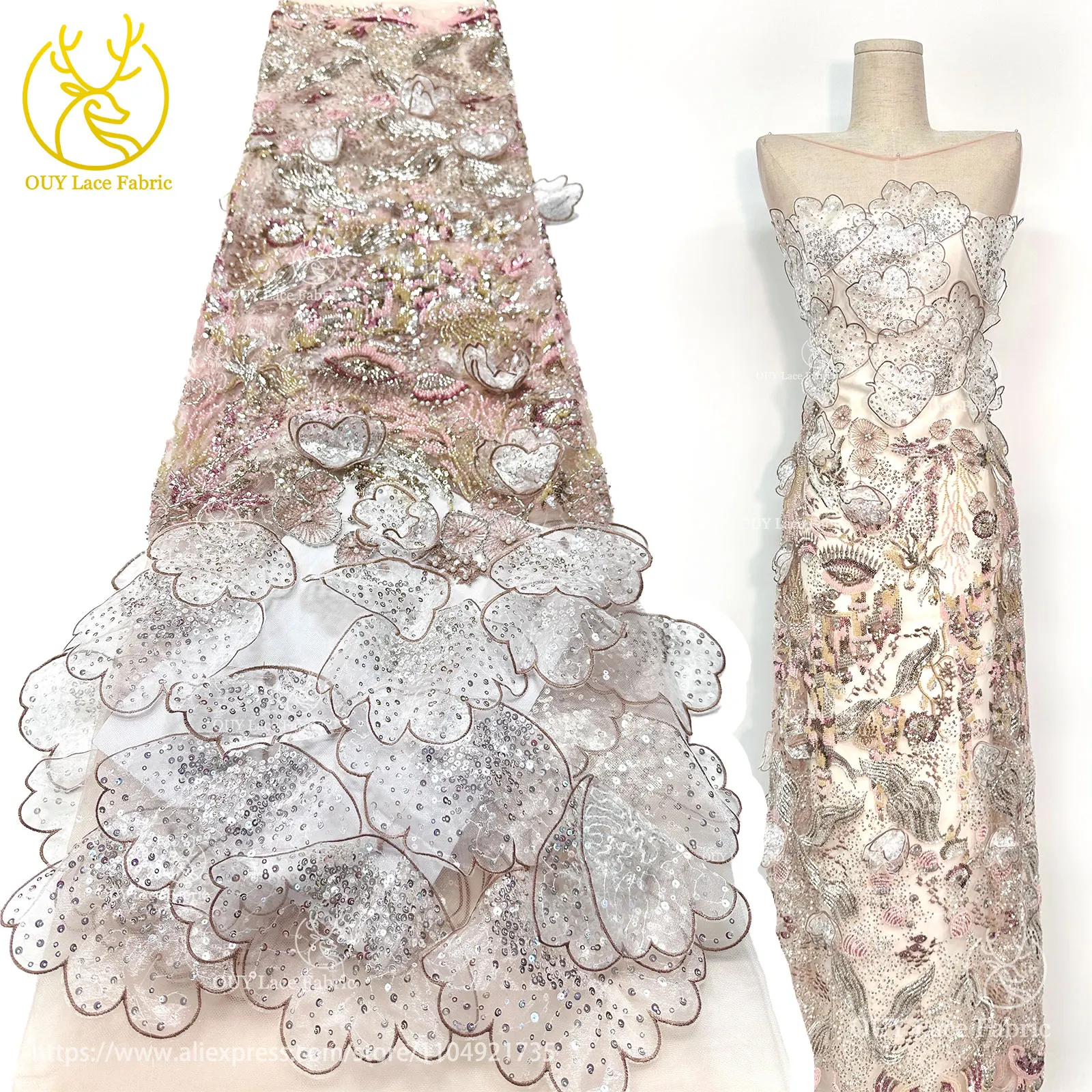 أفريقيا ثلاثية الأبعاد فراشة تول أقمشة الدانتيل 2025 أحدث فرنسا نيجيريا مطرز الترتر تول تطريز النسيج لخياطة فستان الزفاف