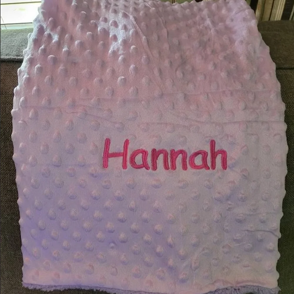 Newborn Baby Shower Gift Toddler Stroller Blanket Personalized Name Soft Cotton Blanket Solid Color Embroidery Name Kids Blanket