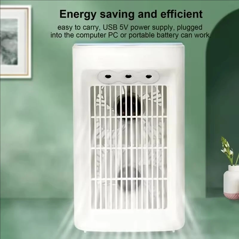 

xiaomi USB Desk Fan Portable Air Conditioner Fan Water Cooling Fan Desktop Table Fan Quiet 360°Rotation And 3 Speeds Strong Wind