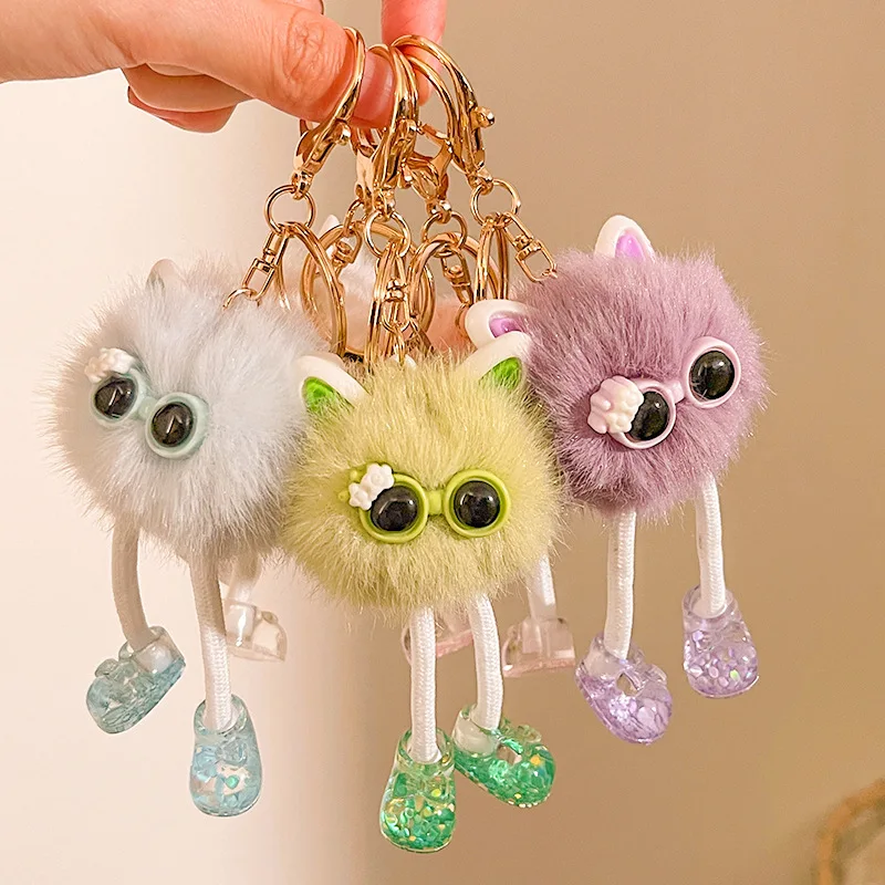 Cute Fluffy Big White Goose Pendant Plush Stuffed Animal Key Chain Bag Car Accessory Gift For Friend Christmas Pendant