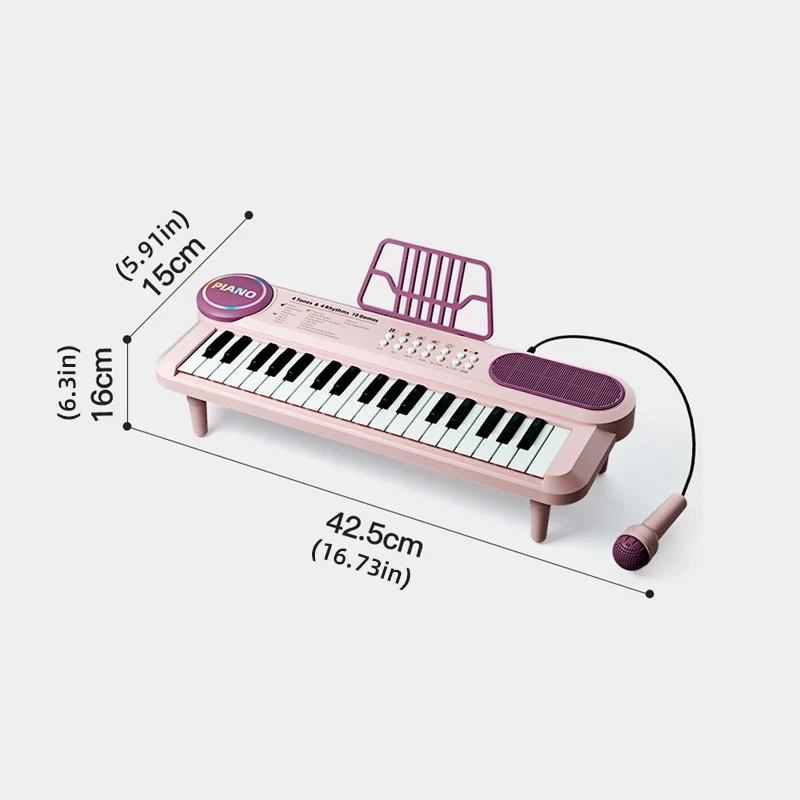 Electronic 37 Key Piano Instrument Toy With Microphone Singing Multi-functional Sheet Music Kids Toys Educational Birthday Gift
