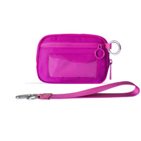 Women's Keychain Wallet The Iris Wallet Zip Waterproof Nylon Card Wallet Pouch Wristlet Zip Card Case with Clear ID Window
