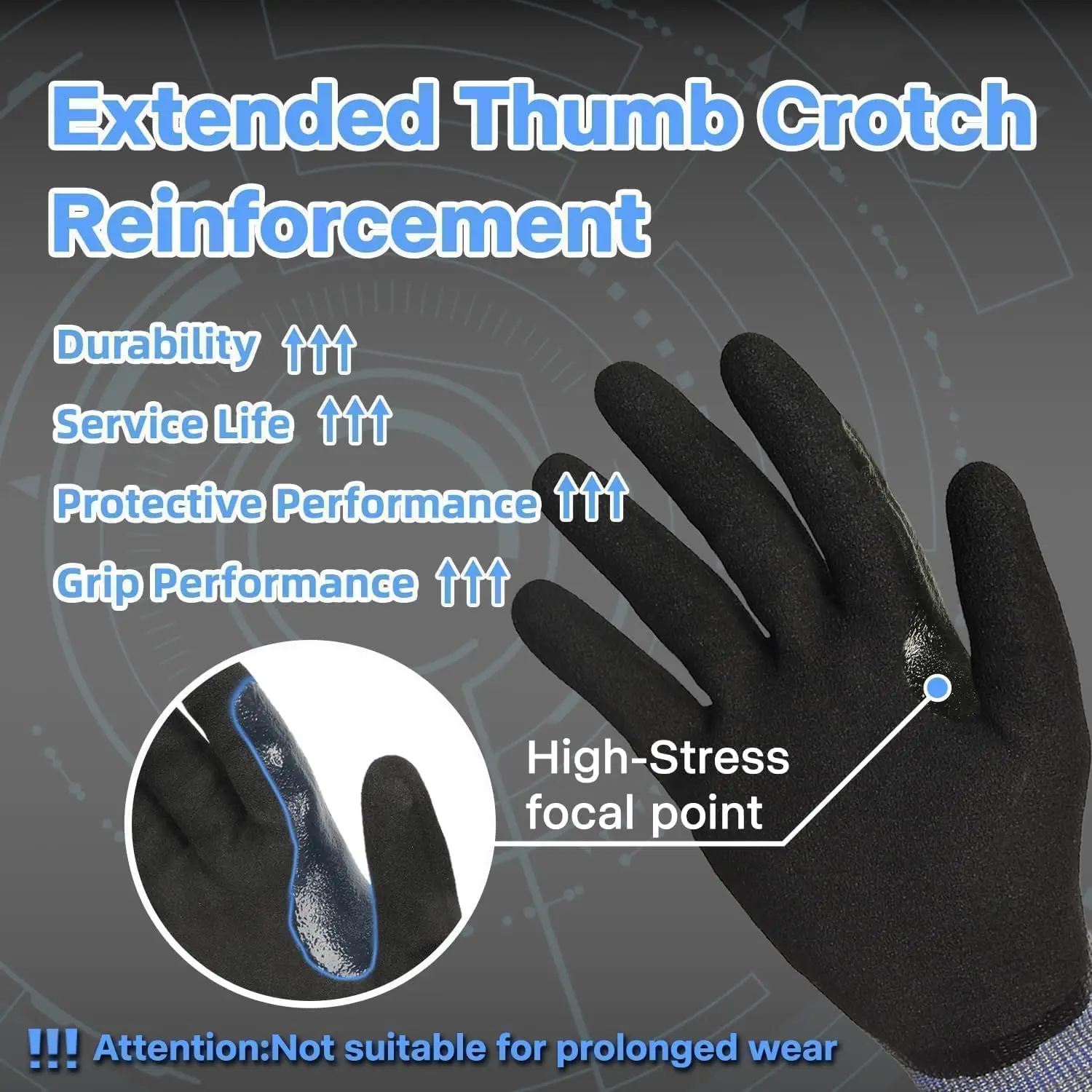 ANSI A9 Cut Resistant Gloves, 18 Gauge Double Dipped Nitrile, Waterproof & Oil Proof, Anti Slip, Touch Screen, Black, L - view 3