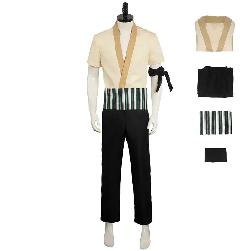 أزياء فيلم المانغا الحية اليابانية لعام 2023 للرجال والأولاد رورونوا زورو أزياء الأب الابن أطقم ملابس الساموراي اليابانية