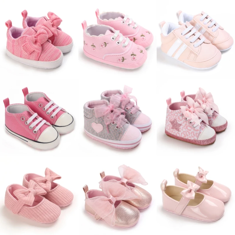 0-18m Mode Neugeborenen Wohnungen rosa Baby Mädchen Schuhe rutsch feste Stoff Sohlen Schuhe