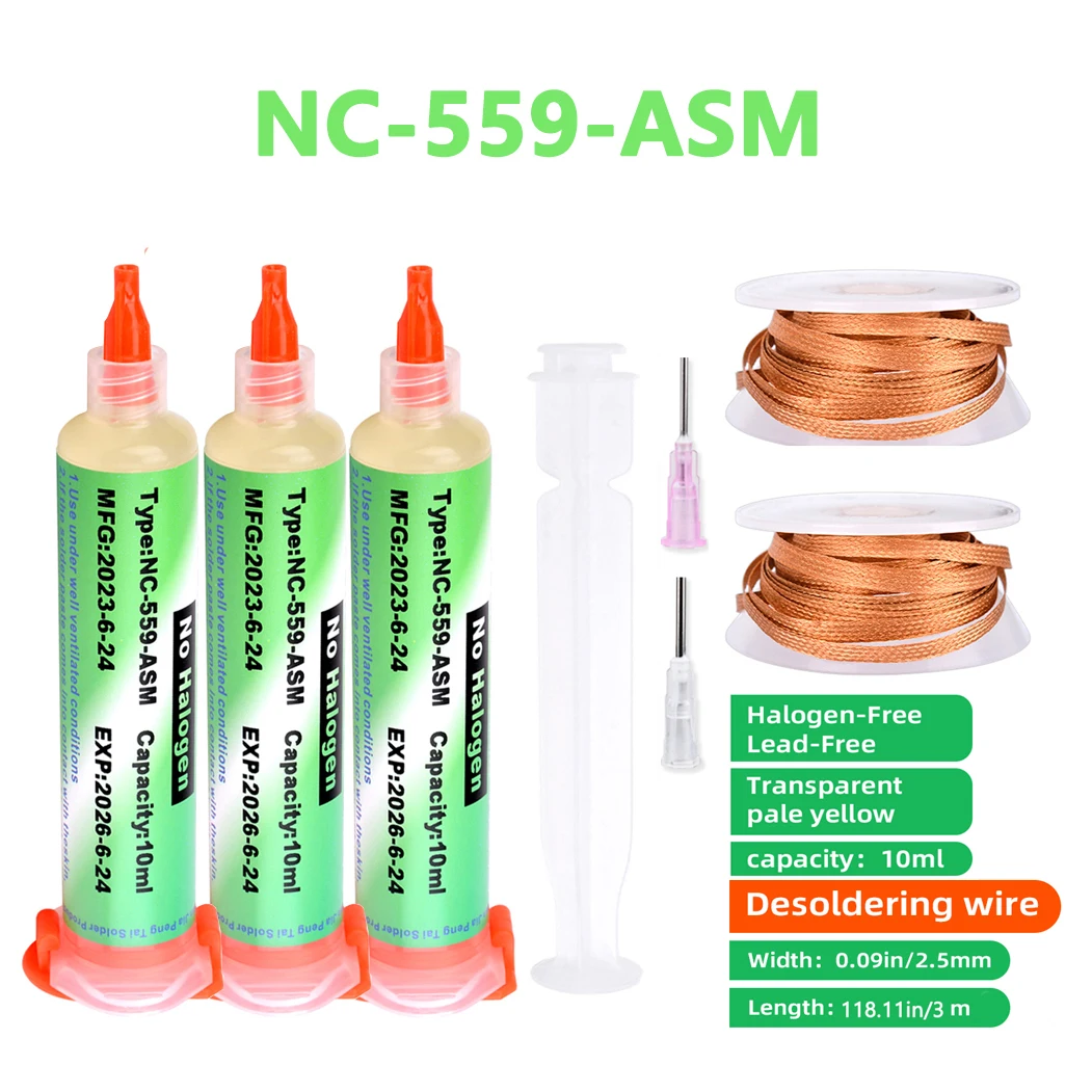 Nc-559-ASM Flux Bga Balls,Liquid Solder for Soldering Syringe Solder Paste 10ml Flux for Soldering No Cleaning Welding Tools