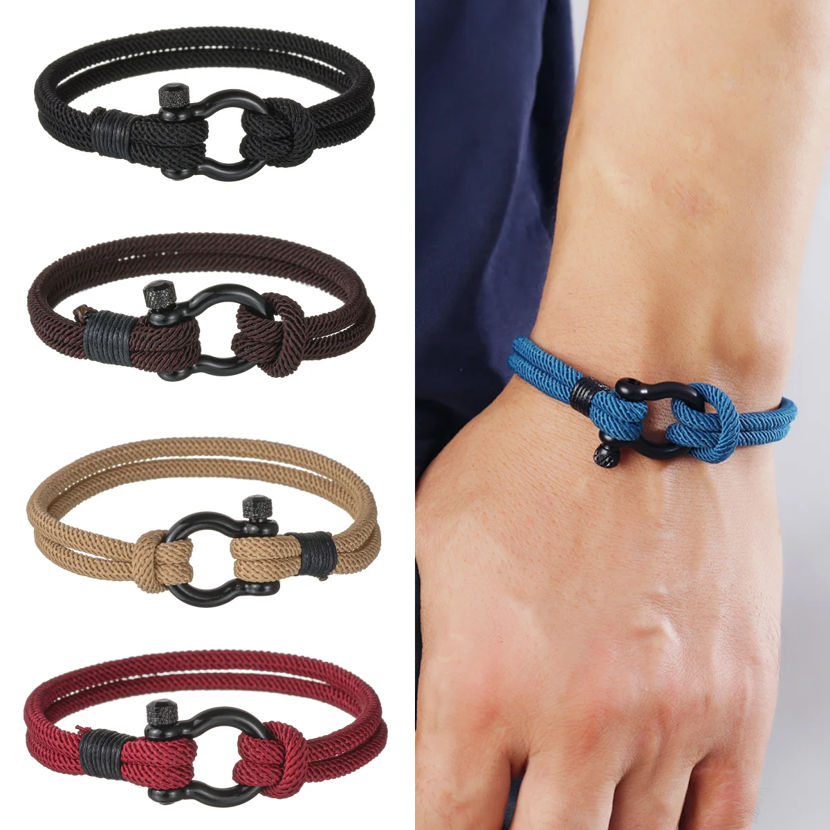 Locomotive Men Punk Rock Bicycler Sport Bracelet Nautical Rope Bracelets Mountain Bike Magic Buckle Accessory