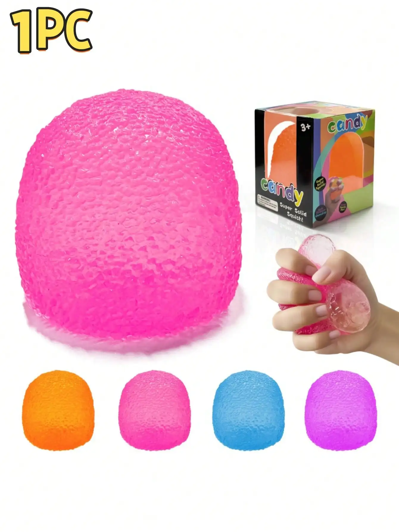 

1pc Super Soft Candy Shaped Stress Ball; Skin-Like Soft Texture; Multi-Sensory Soft Rubber Ball; Silent Slow Rebound Stress Ball; Realistic Candy Style Stress Relief Toy; Suitable For Office, School, Party And Home/Soft Toy/Stress Ball/Finger Toy
