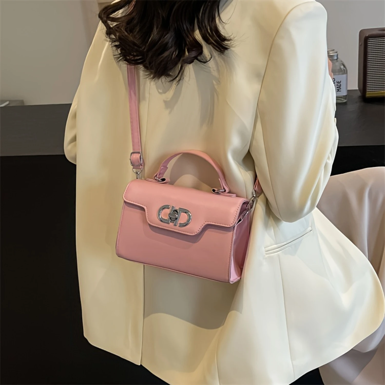 Women's Trendy PU Leather Shoulder Bag, Elegant Handbag With Detachable Strap, Crossbody Satchel