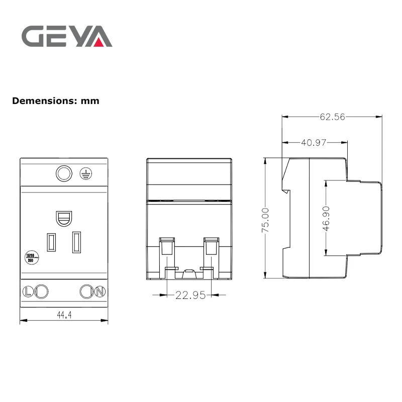 GEYA 16A 220V AC Din Rail Modular Power Socket - 35 มม., EU/FR/US/BK/IT, อุตสาหกรรมและที่อยู่อาศัย, อะแดปเตอร์จ่ายไฟเชื่อมต่อ