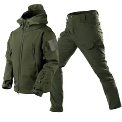 Men Winter Autumn Tactical Army Military Combat SoftShell Fleece Jackets Waterproof Suit Fishing Hiking Camping Coat Thermal