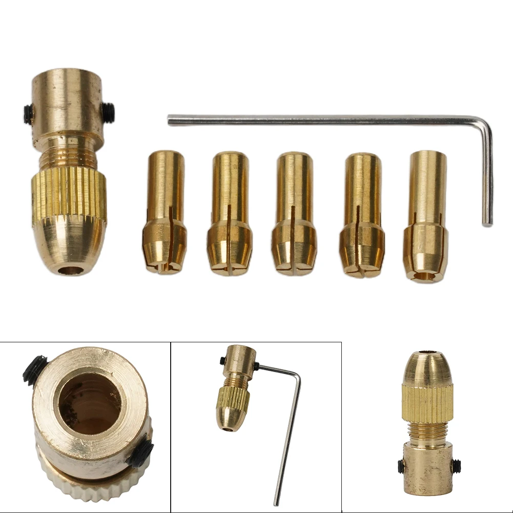 Mandris Adaptador Mini Broca, Pinça De Latão, Material De Cobre, Cor Dourada, Uso com Brocas De Mão, Brocas Elétricas