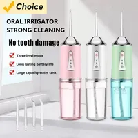 Electric oral irrigator, wireless water flosser with 4 jet tips, 220ml water tank, and 3 cleaning modes