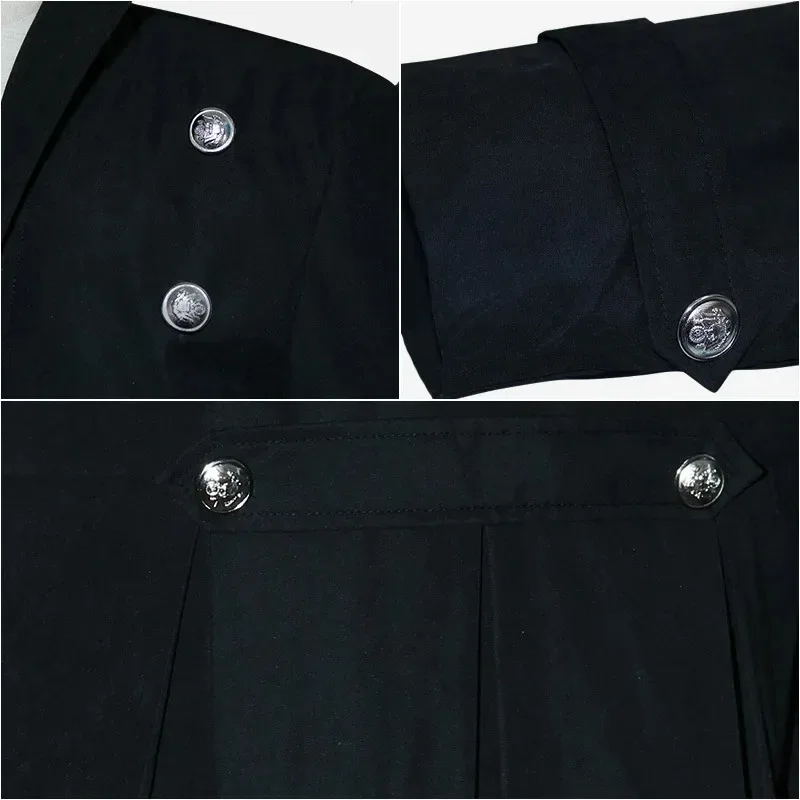 중세 르네상스 남성 롱 코트 트렌치 유니폼 코스프레 의상 레트로 궁정 귀족 의류 블랙 레드 브라운 재킷 S-5XLa;3,v'5