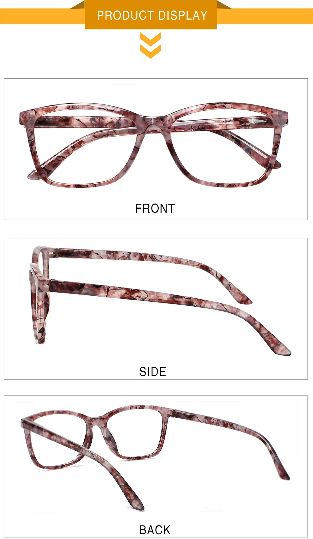 Square Spring Hinge Floral Printed Anti Blue Light Reading Glasses Women Presbyopic Glasses  +0.5 +0.75 to 4.0