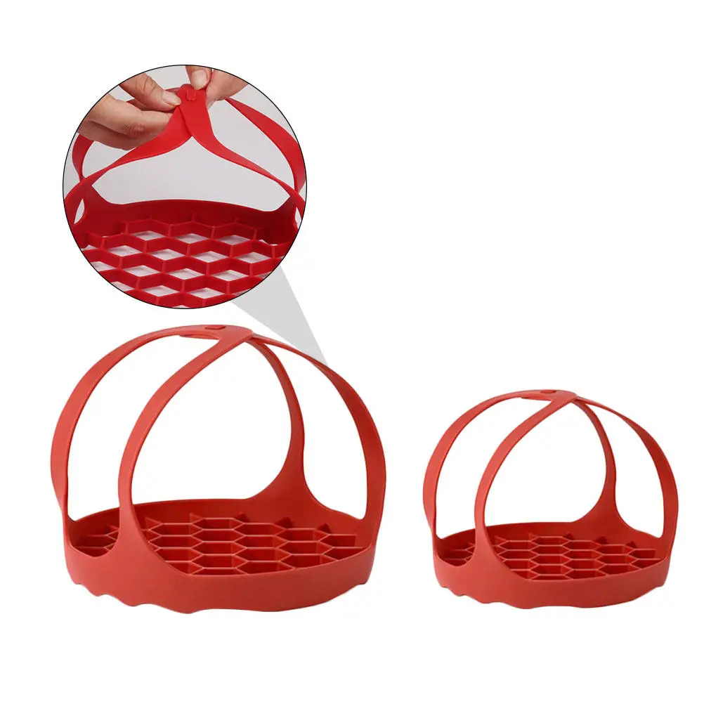 2pcs Silicone Steamer Basket Sling Lifter Collapsible Strainer Bakeware Egg Rack Pressure Cooker Slings Cooking Accessories