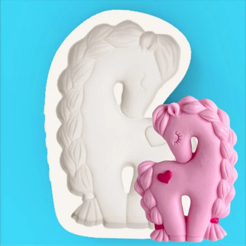 Braided Pony Mold, Braided Mane and Bell Tail Decoration Design, Silicone Mold for Baking Decoration and Fondant Chocolate Making