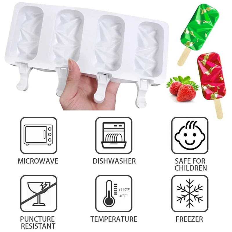 3/4 Cell Heart Shape Silicone Ice Cream Mold Reusable Homemade Popsicle Maker Mould Chocolate Tray Mousse Dessert Ice Cream Tray