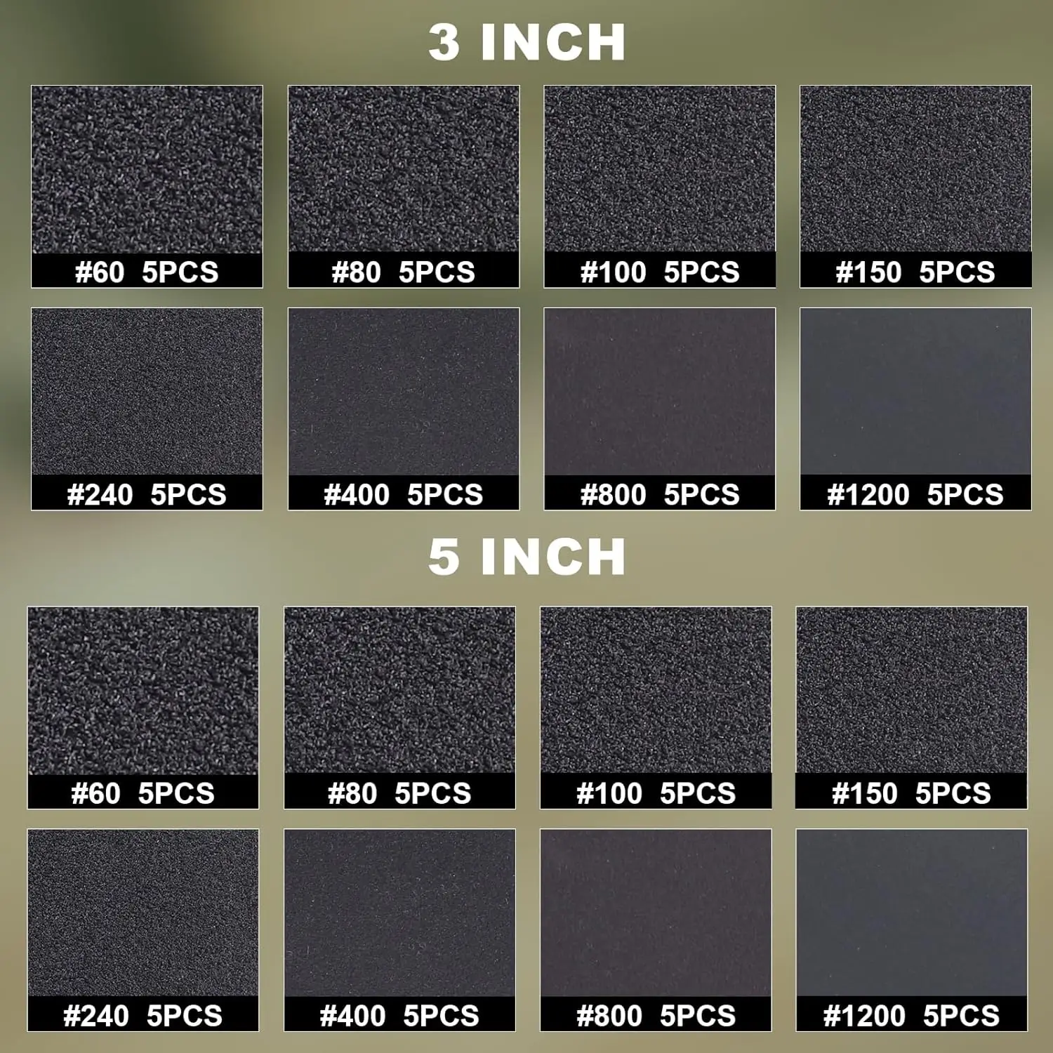 Lixa com bloco de lixamento manual redondo e mouse, lixa para polimento, carpintaria, móveis, úmidos e secos, 3 polegadas, 5 polegadas, 82 PCs