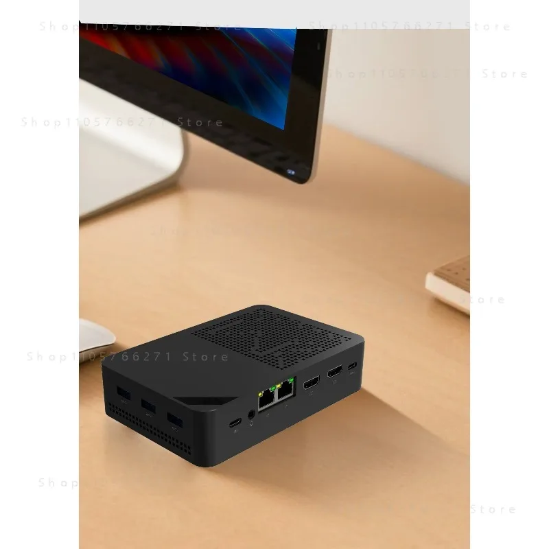N150 4-Bay Mini PC M.2 NVMe SSD Slots 12GB DDR5 64GB EMMC 2*2.5G LAN I226-V 3x4K UHD Firewall Computer WiFi6