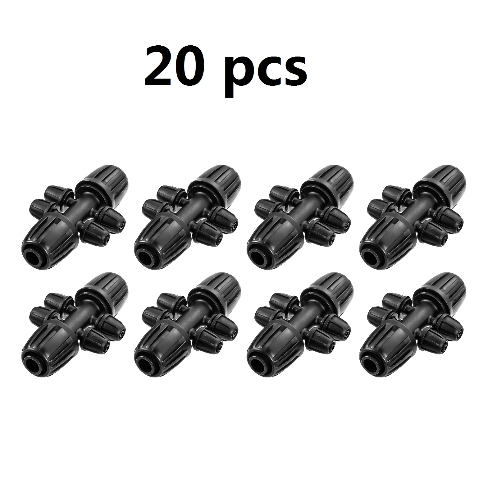 

20pcs 1/2" to 1/4" Tubing Irrigation Fittings for (1/2"ID x 0.60"-0.63" OD) 16mm Drip Tubing Locked Barbed Tee 6-way Connectors