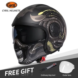 Cyril-cascos de seguridad para motocicleta para hombre, protección de cabeza con certificado DOT 3/4, cara abierta, Modular, Capacete completo, accesorios