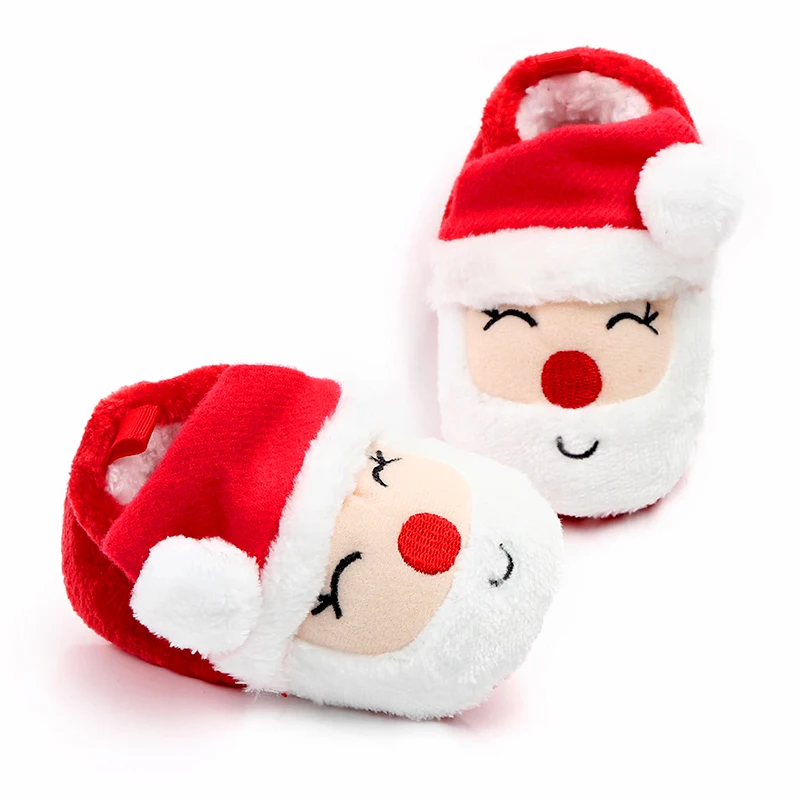 1 Pair Christmas Infant Shoes Cartoon Santa Elk Cotton Socks Boys Girls Winter Thicken Anti-slip Warm Floor Sock Newborn Toddler