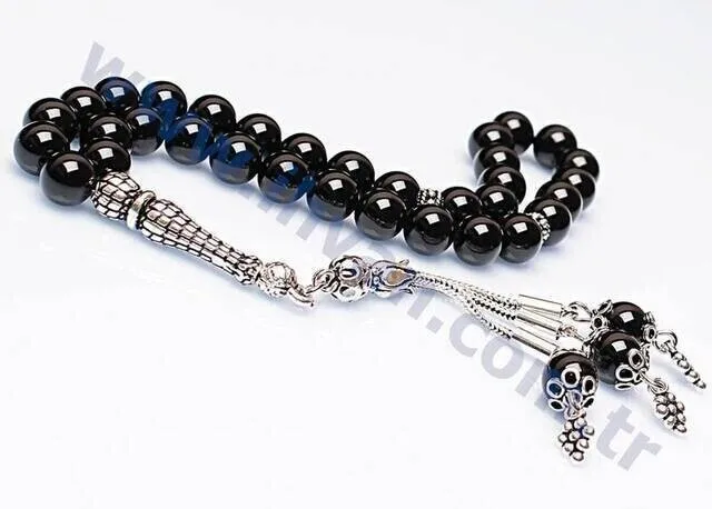 

IQRAH Onyx Stone Rosary (925 carat Silver)