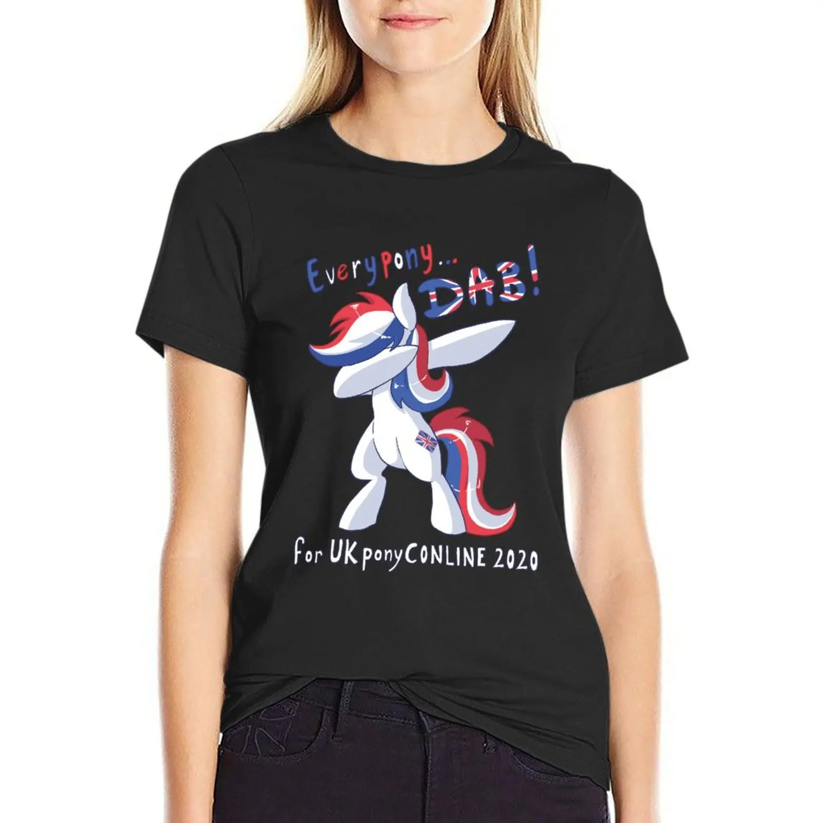 

UK PonyCon UK PonyCONLINE 2020 Everypony Dab T-Shirt summer tops anime clothes Blouse t-shirts for Women graphic tees funny