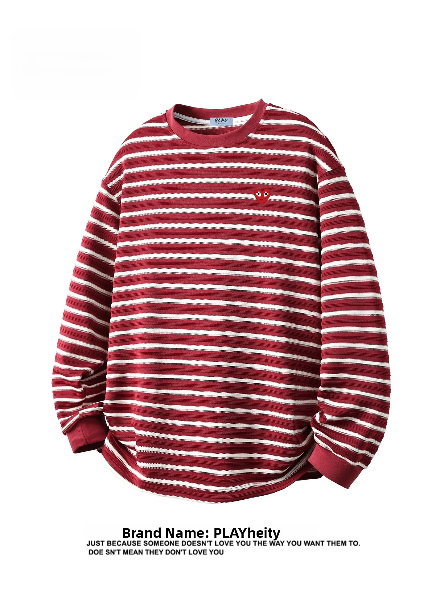 

Play Hei Casual Loose Fit Long Sve T-irt ex round Ne Stripe Pattern Faionable Spring Leisure Wear for Men And ...