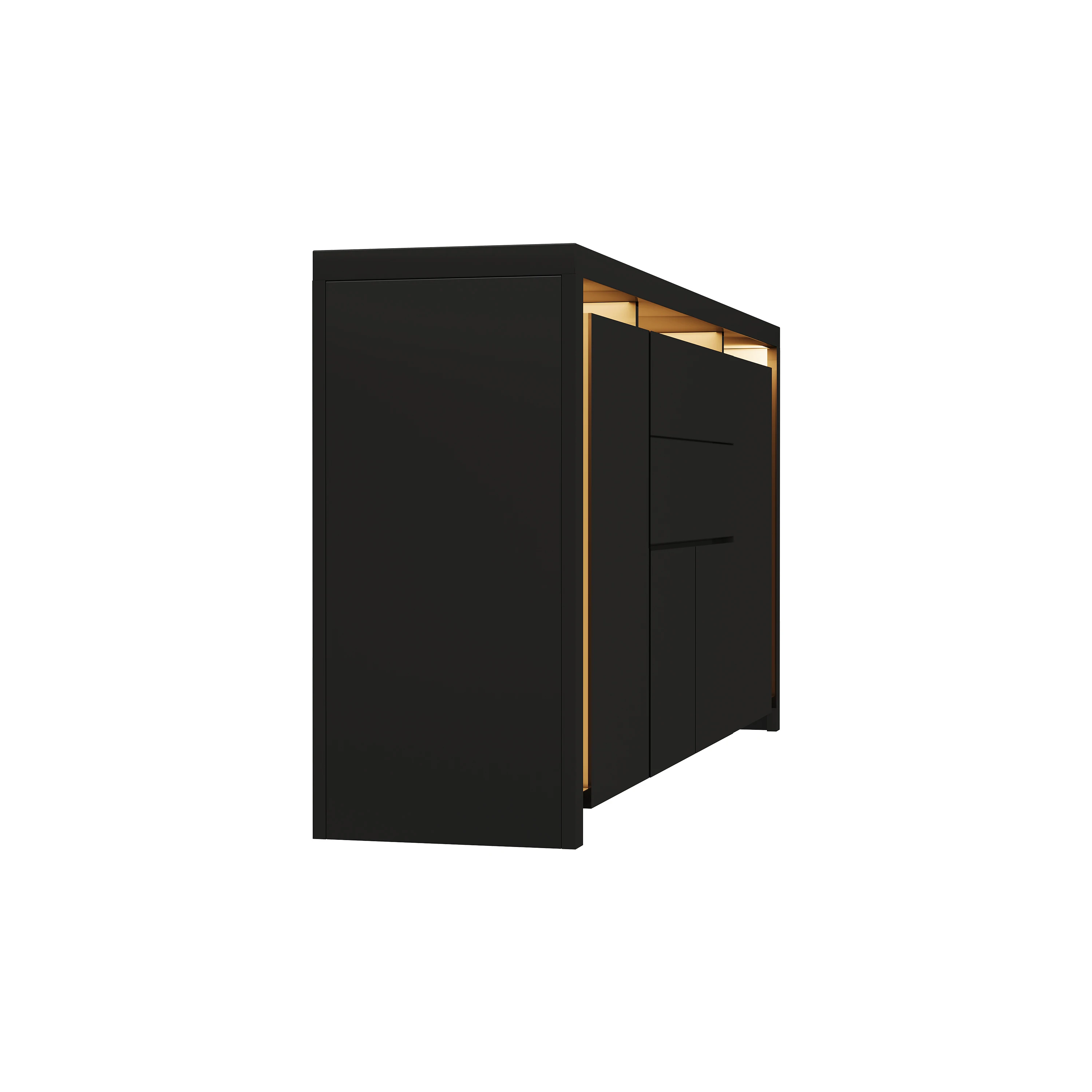 Rosahqnda Sideboard Hochglanzweiß mit LED, modernes Sideboard mit Tür und Schubladen, Buffetschrank, Kommode für die Küche – Detail 23