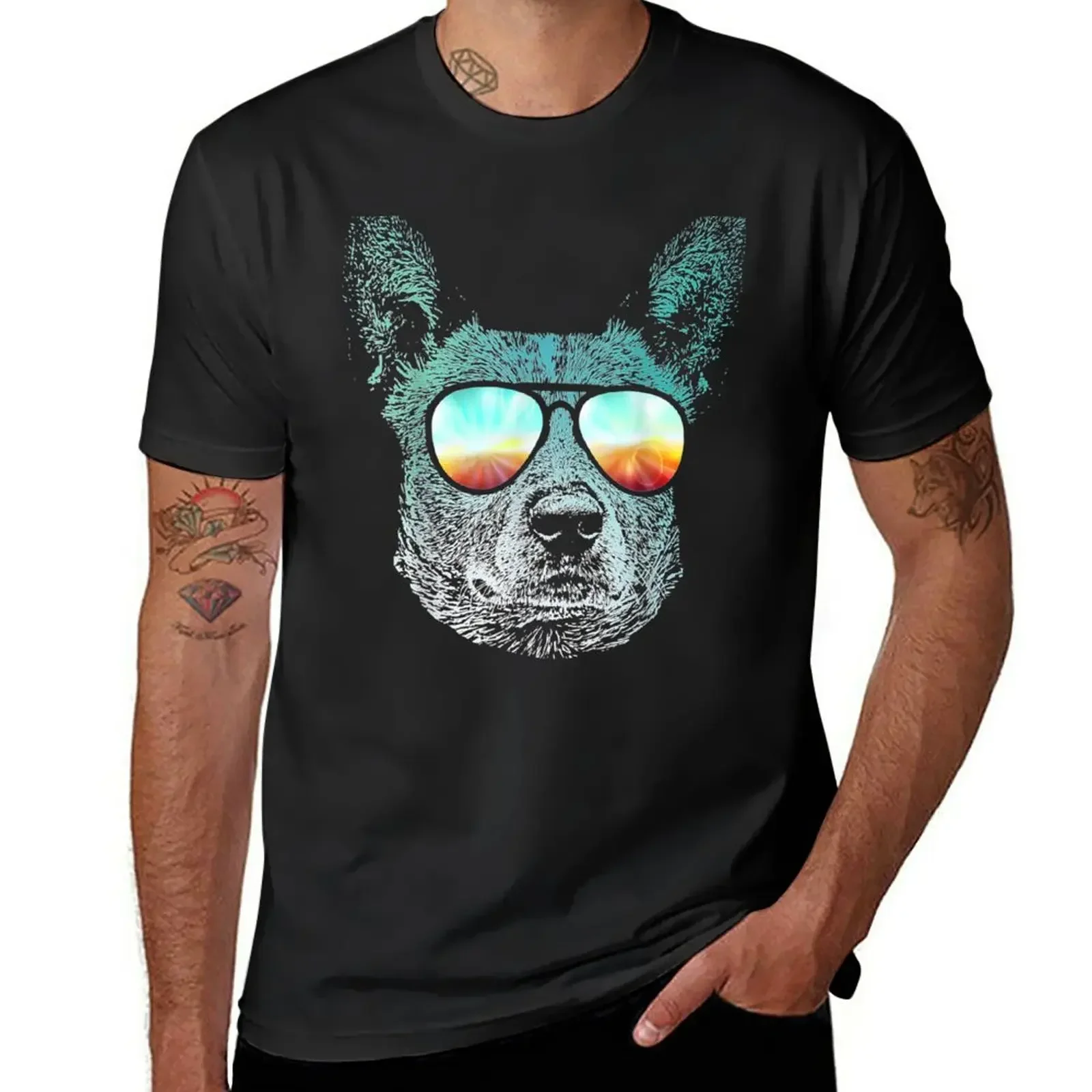 Neon Dog Australian Stumpy Tail Cattle Dog T-Shirt sports fans anime cute clothes mens t shirts casual stylish