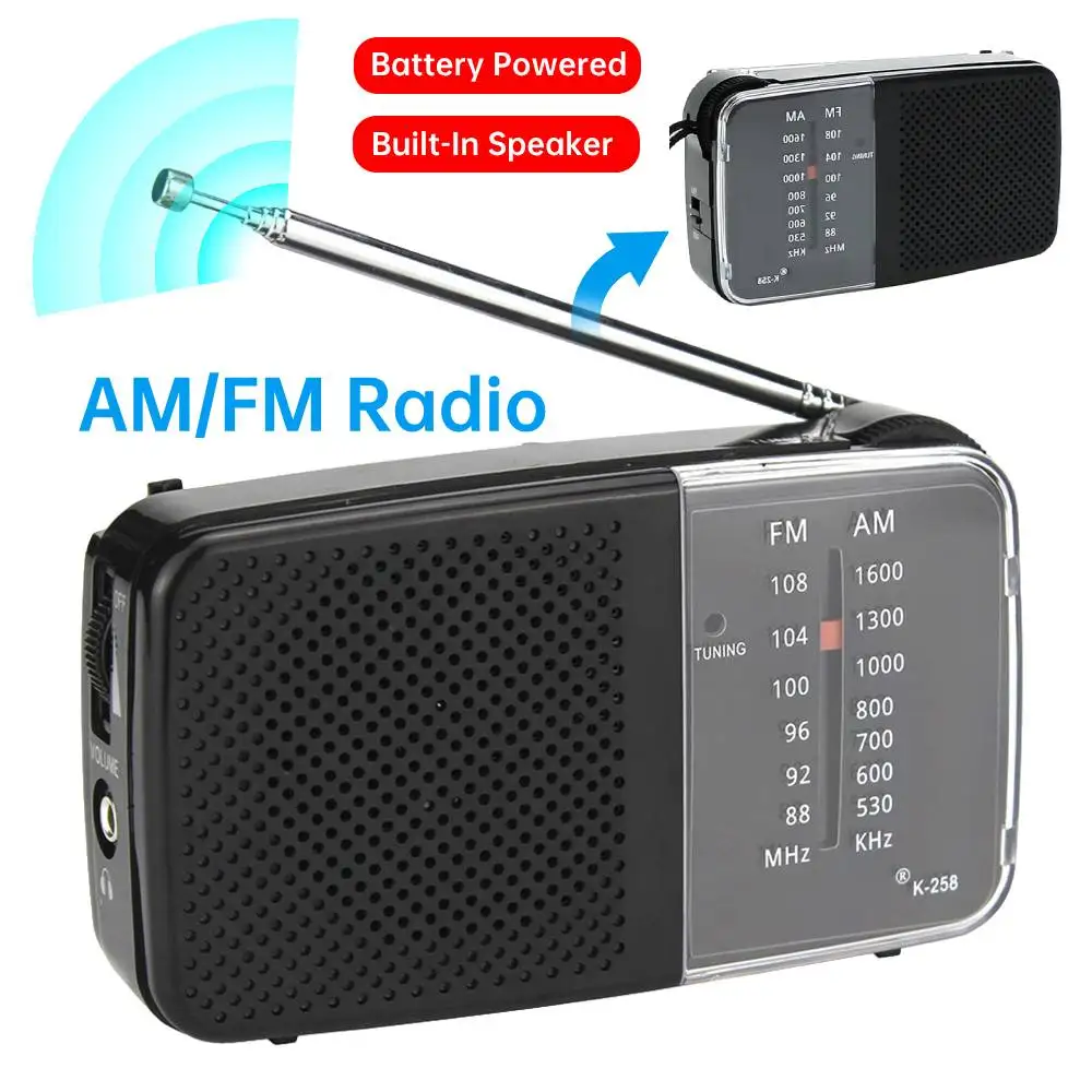 Mini Radio AM FM Radio portátil La mejor recepción más duradera para correr Caminar Caja de sonido en casa Funciona con pilas con altavoz