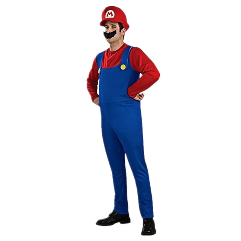 Disguise Mens Mari Costume Super Mario Bros Adult Costume with Hat and Mustache Festival Cosplay Performance Costumes