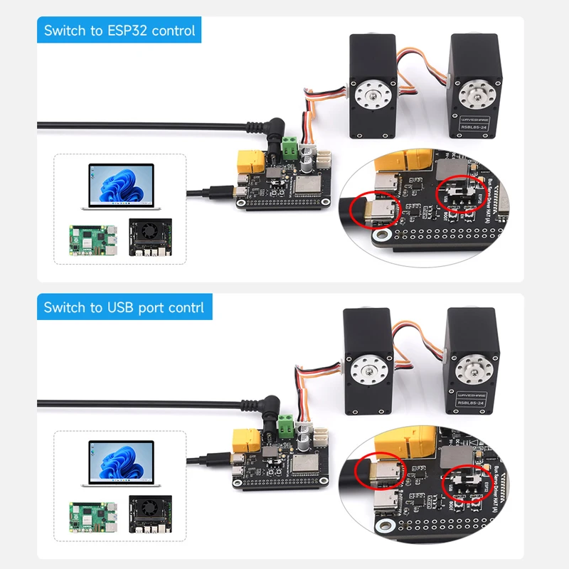 Serial Bus Servo Driver HAT Integrates ESP32 Servo Control Circuit for ST / RSBL Series Serial Bus Servos for Raspberry Pi 5 4B