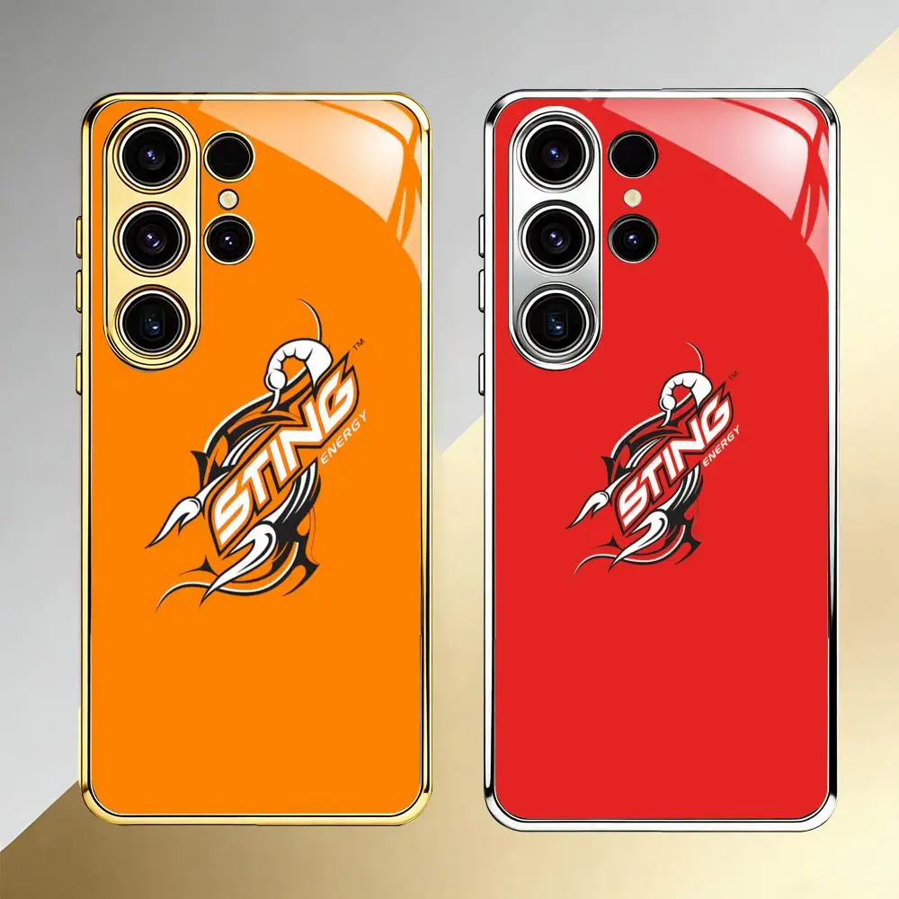 Racing car color drinks S-Sting Energyes Phone Case For Samsung S26 S25 S24 S23 S22 S21 Plus Ultra FE Edge Electroplated glass
