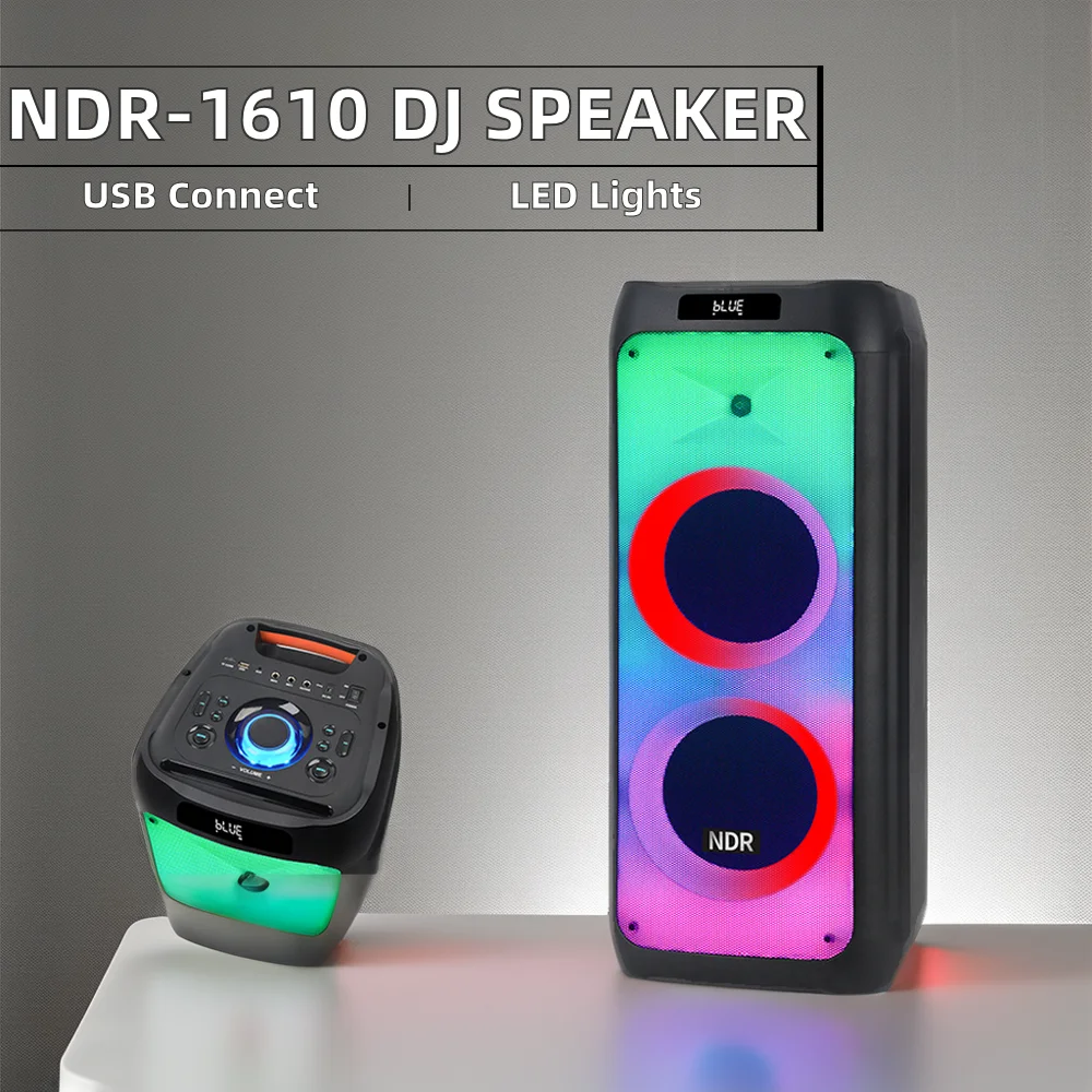 NDR-1610 المزدوج 10 بوصة عربة لاسلكية هيئة التصنيع العسكري عالية الجودة كاريوكي BT مكبرات الصوت RGB LED 50 واط الأطراف في الهواء الطلق DJs استخدام الكمبيوتر #2