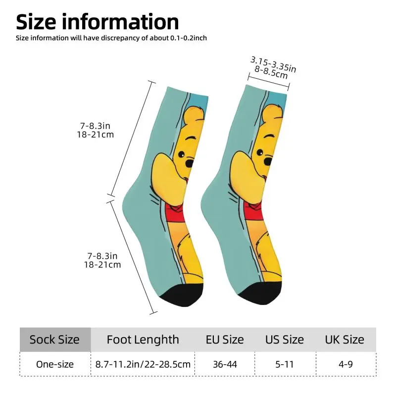 Custom Winnie The Pooh Mens Crew Socks Unisex Novelty 3D Print Dress Socks