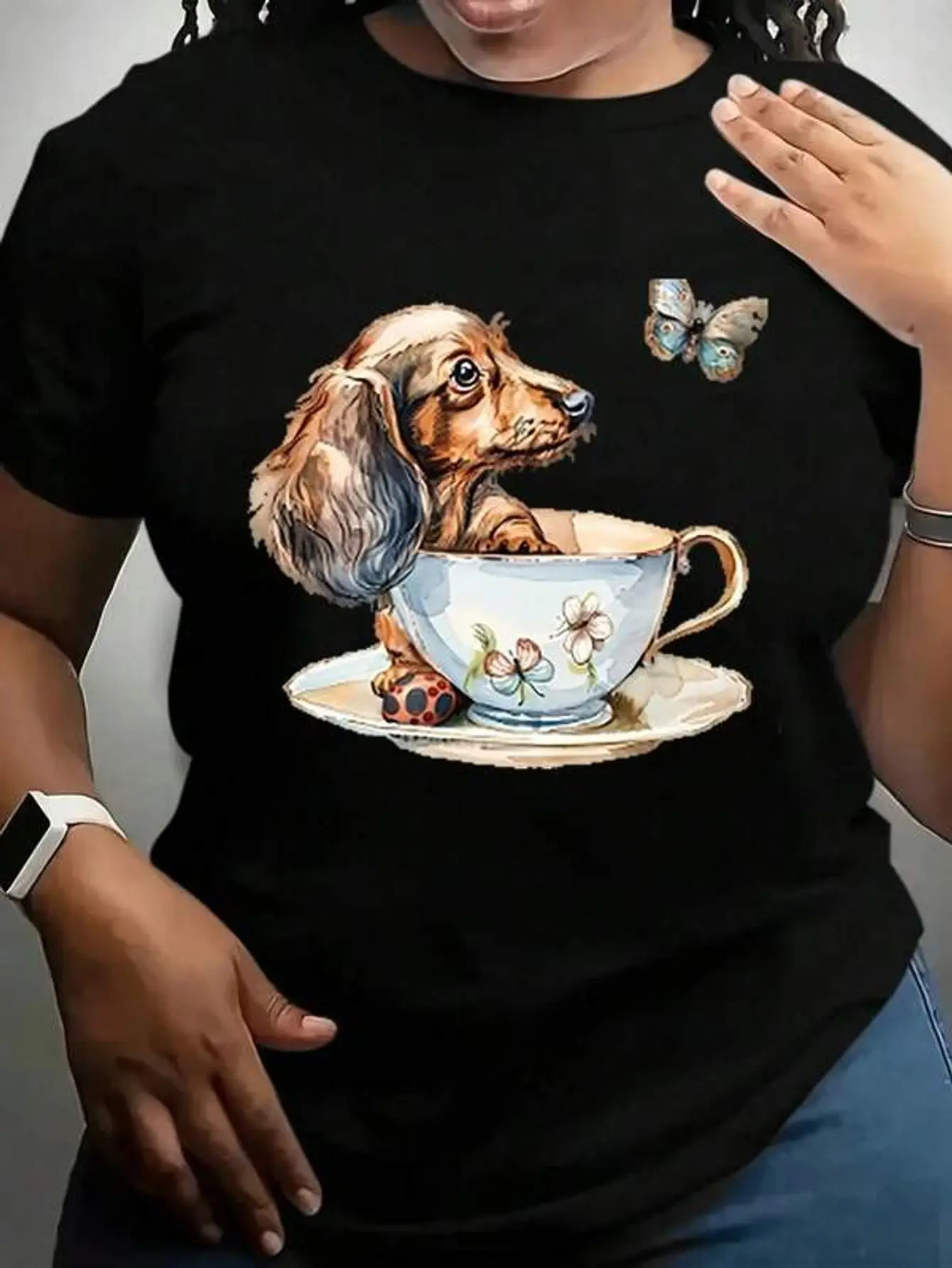 Cute Dachshund Teacup T-Shirt for Women Girls