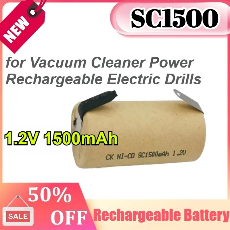 

SC1500 1.2V 1500mAh for Vacuum Cleaner Power Rechargeable Electric Drills SC Battery with Welding Tabs Replacement