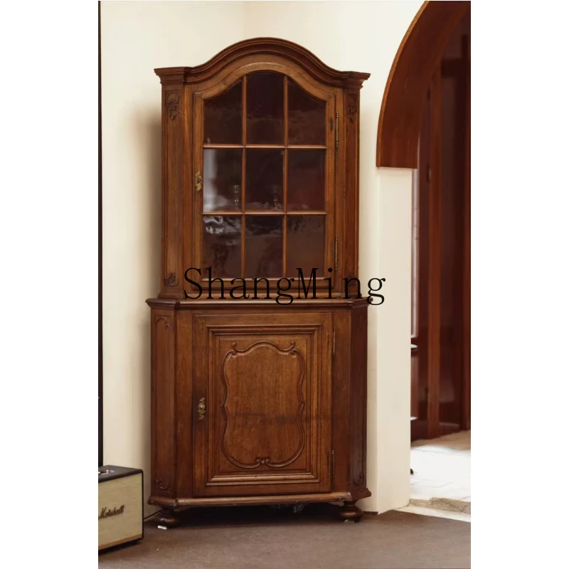 

SM solid wood wine cabinet entrance partition retro living room dining corner cabinet storage cupboard