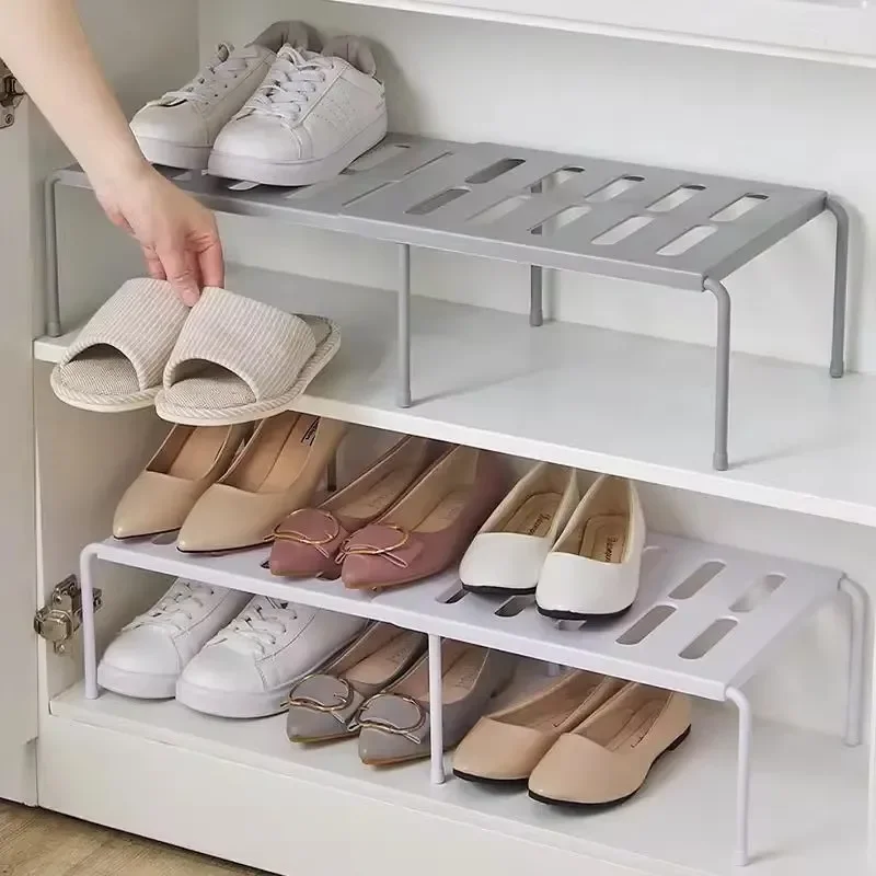 ABS Shoe Rack Extensible Shoe Hanger Storage Space Saving Shelf Telescopic Storage Rack Household Kitchen Cabinet Organizer