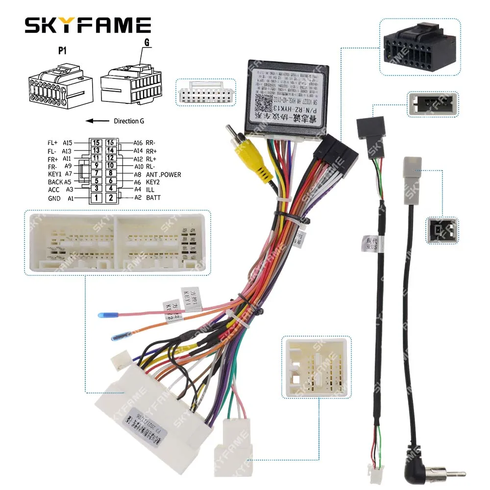 SKYFAME Car 16pin Wiring Harness Adapter Canbus Box Decoder For Hyundai Elantra Mistra Encino Kona KX3 KX7