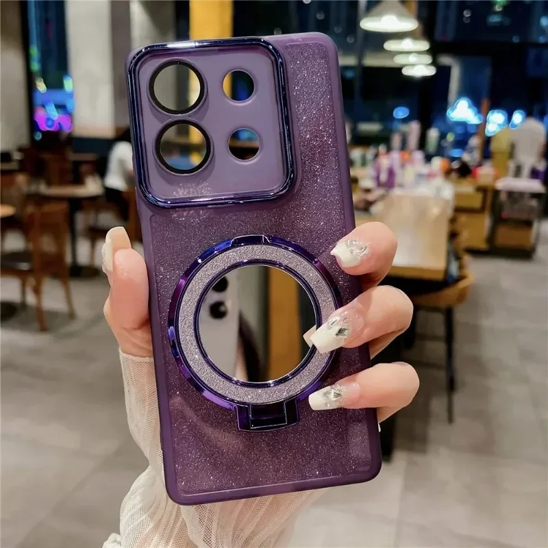 ل Honor 400 الذكية X7d 4G عدسة فيلم بريق سيليكون لينة الحال بالنسبة Honor400 400 الذكية حامل مرآة مغناطيسي بولي TPU الهاتف الوفير