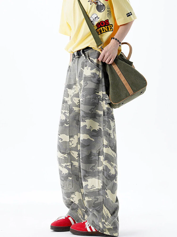 

Камуфляжные рабочие брюки, мужские летние модные ретро американские ножи, свободный крой, брюки Cleanfit, прямые повседневные брюки...