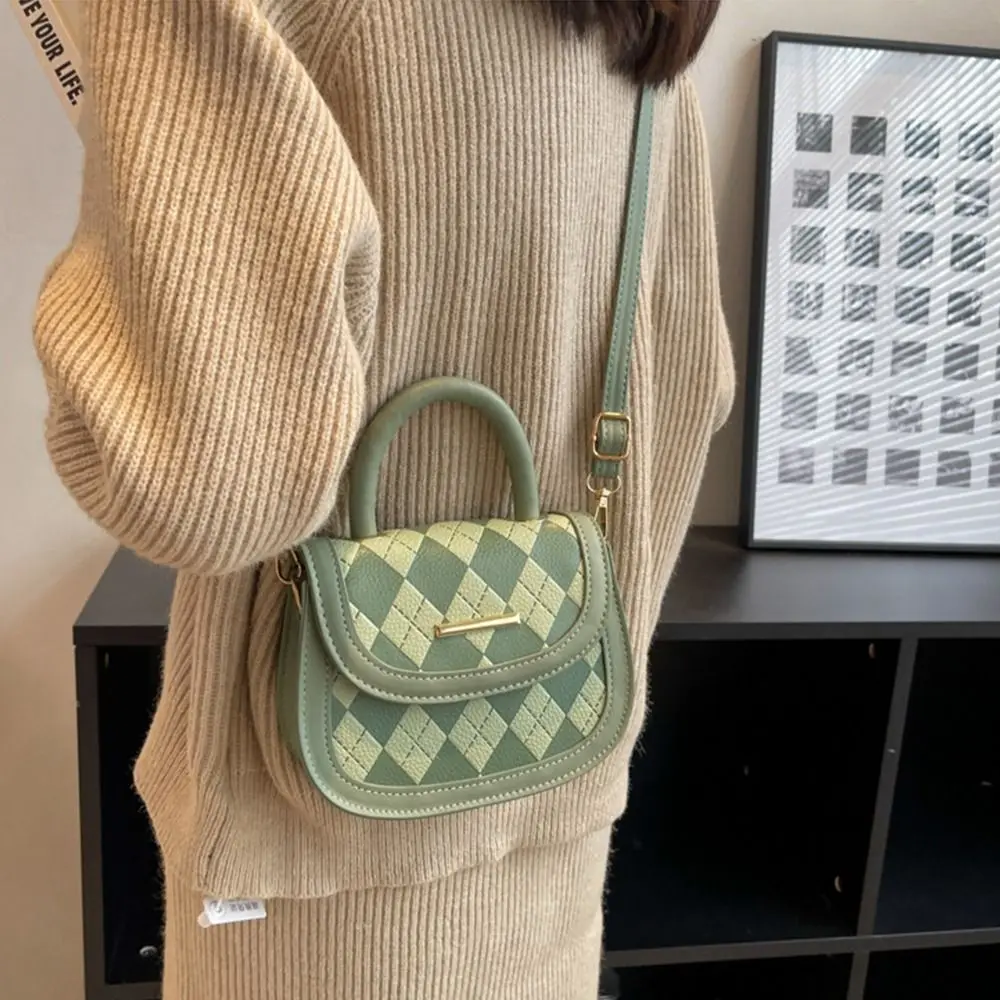 

Cute PU Leather Mini Rhombus Bag Mini Solid Color Crossbody Bag Handbag Korean Style Square Purse Children's