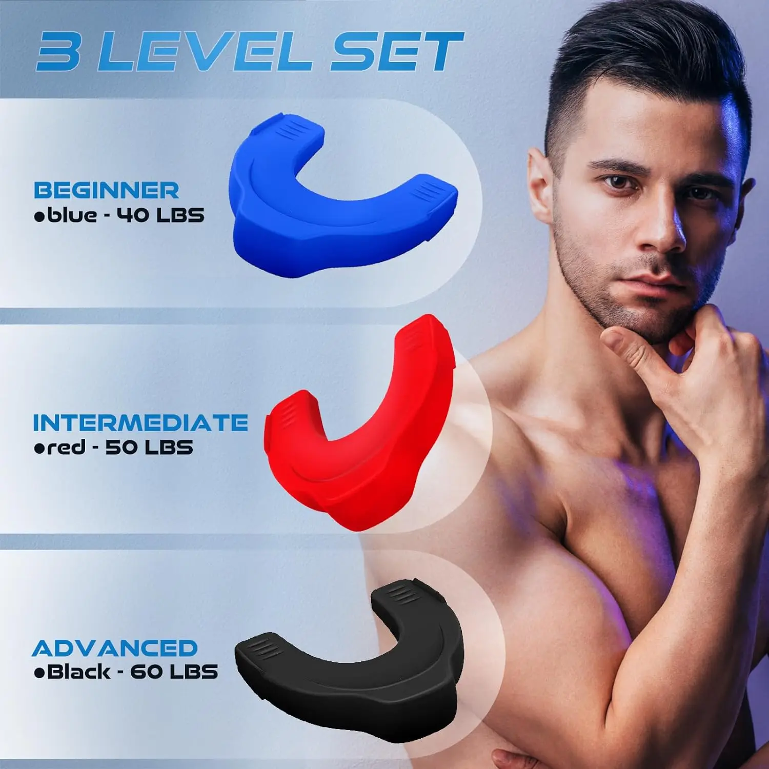 Jaw Exerciser for Men & Women –Jaw Exerciser –3 Resistance Levels Silicone Facial Exerciser – Powerful Jaw Trainer for Beginner