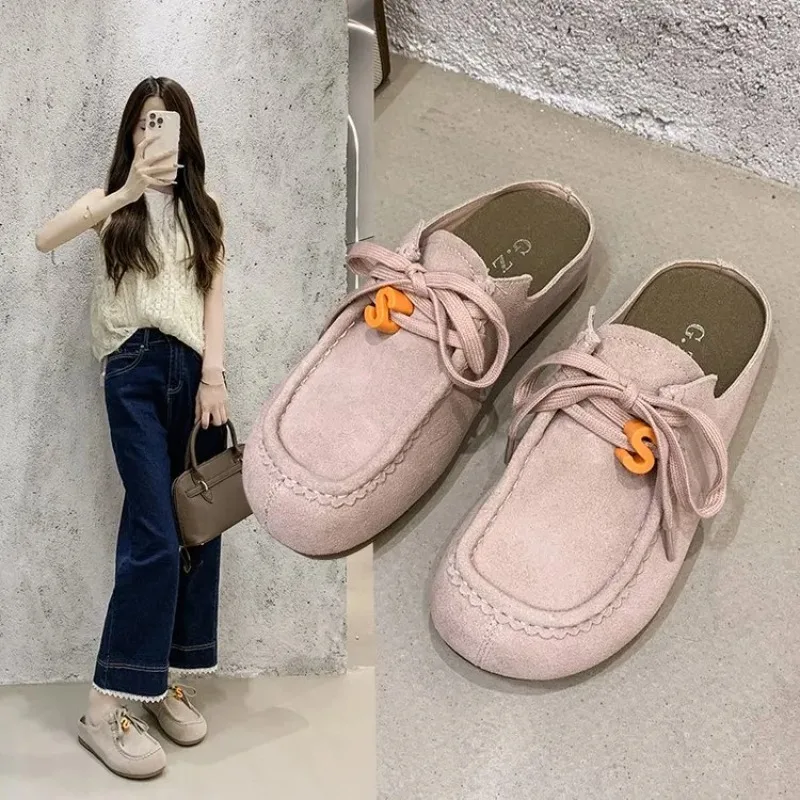 

2025 hot selling New Spring/Autumn Closed-toe Half-slipper Womens Lazy Mule Flat-bottomed Thick-soled Comfortable Casual Slipper