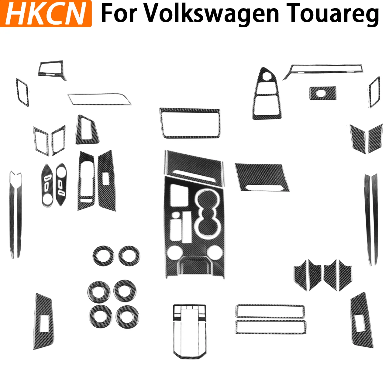 For Volkswagen Touareg 2019-2026 Carbon Fiber Interior Accessory Stickers Dashboard Air Vents Center Console Gear Shift Panel