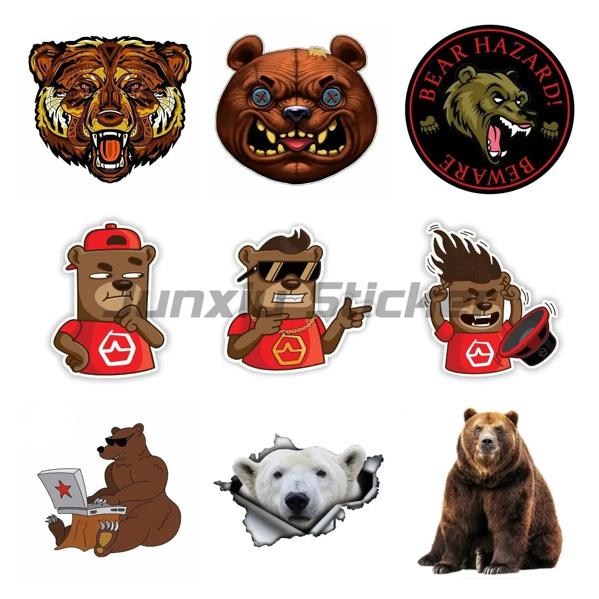 Grizzly Bear Car Sticker on Bumper Rear Window Car Window Sticker Bumper Racing Laptop Helmet Trunk Wall Vinyl Decal